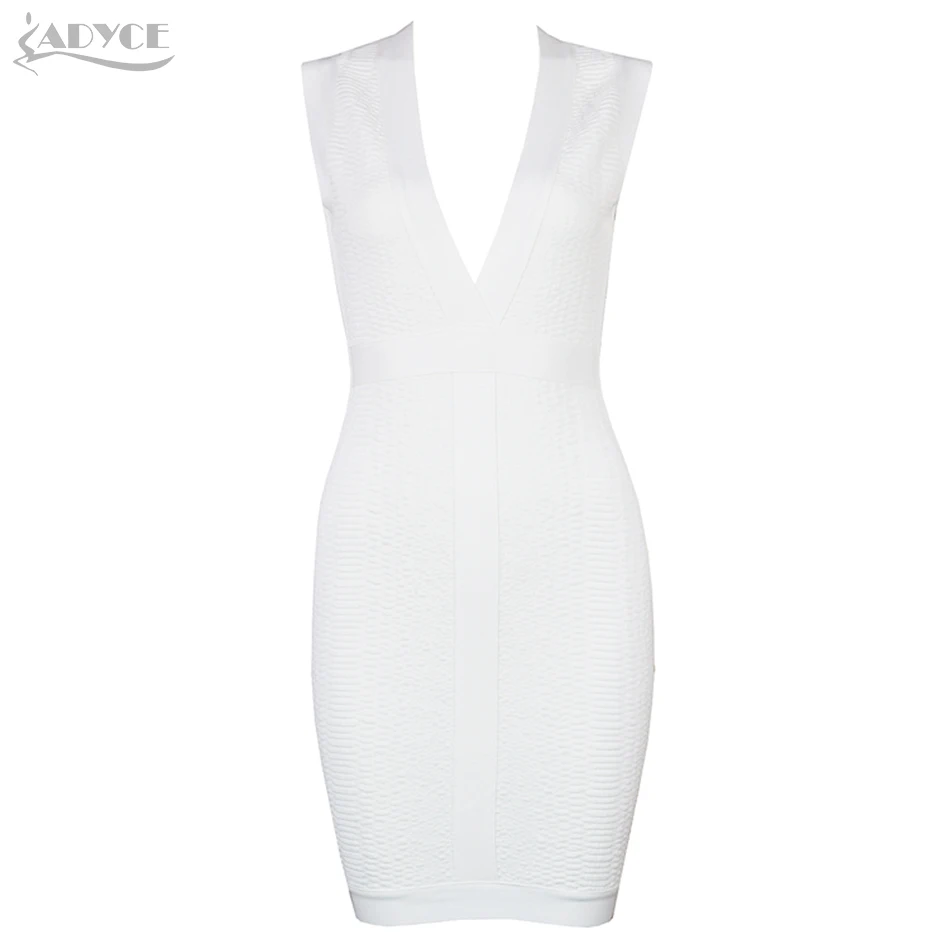 ADYCE летнее женское Бандажное платье Vestidos Verano 2019 сексуальное Белое Облегающее без