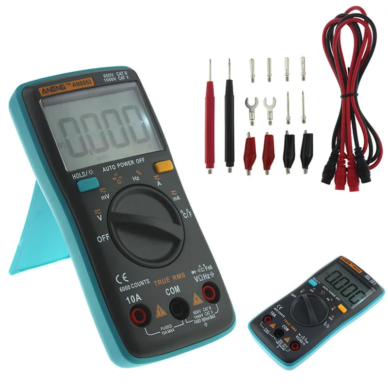 

Electronic Test AN8001 AN8002 Digital Multimeter Backlight ACDC Ammeter Voltmeter Ohm Frequency Counter Power Meter Voltage Test