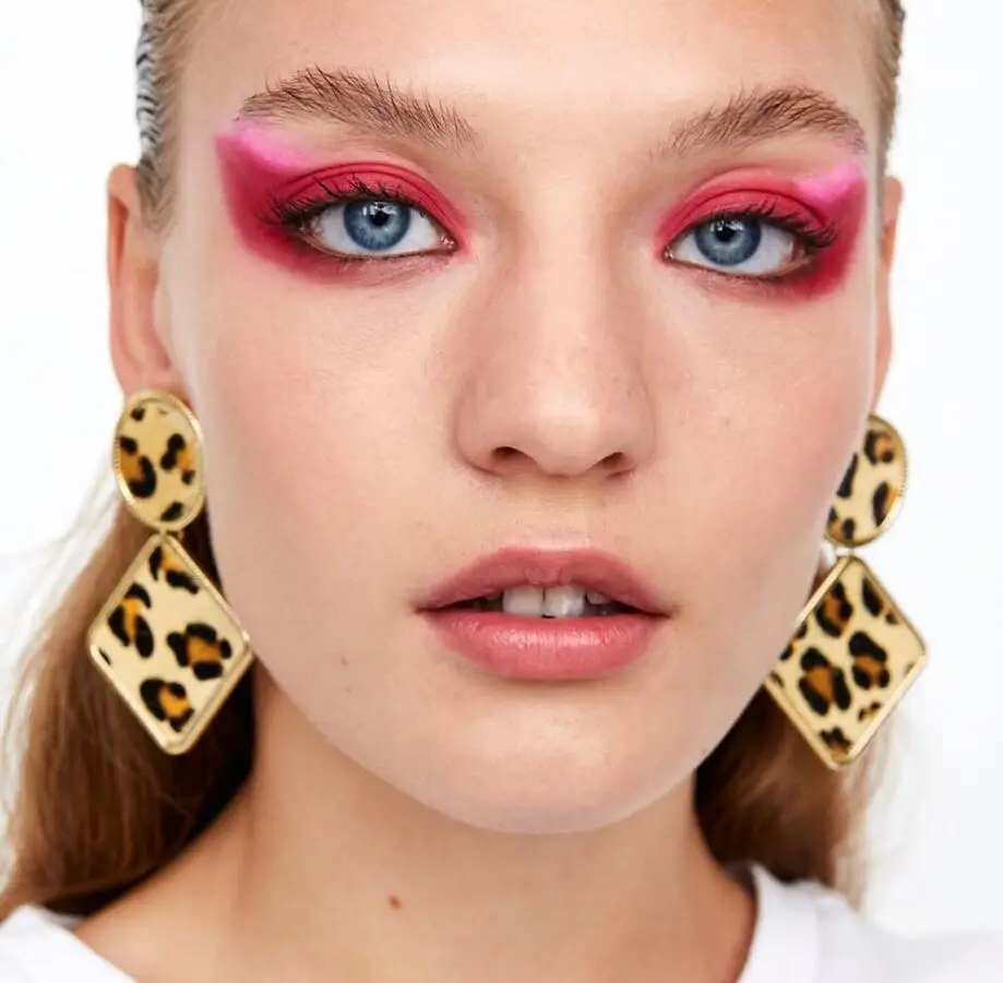 Большие леопардовые геометрические Многослойные квадратные бархатные серьги