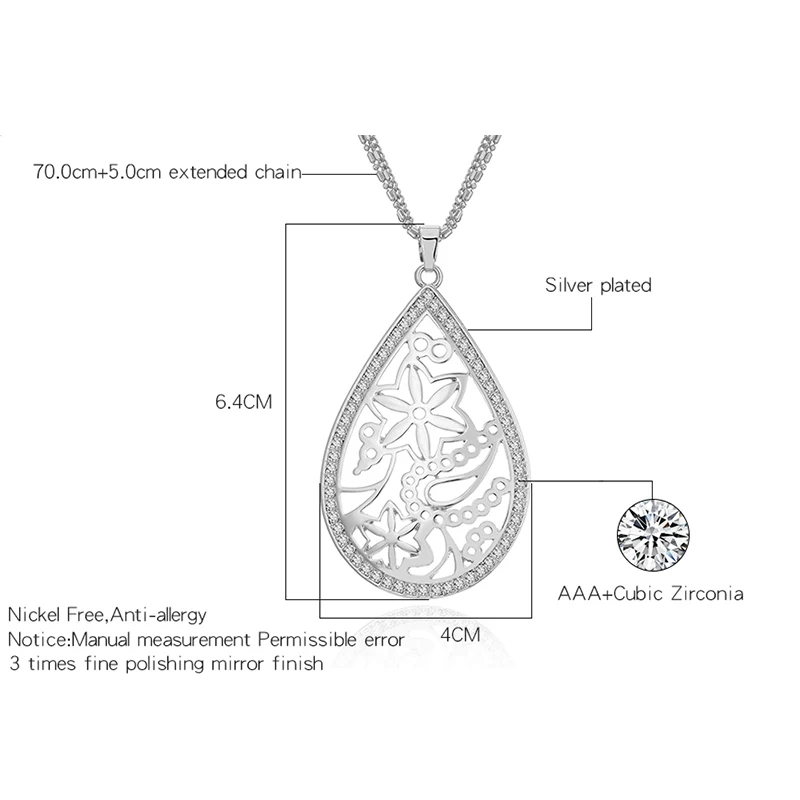 Женское ожерелье с подвеской в виде капли воды | Украшения и аксессуары