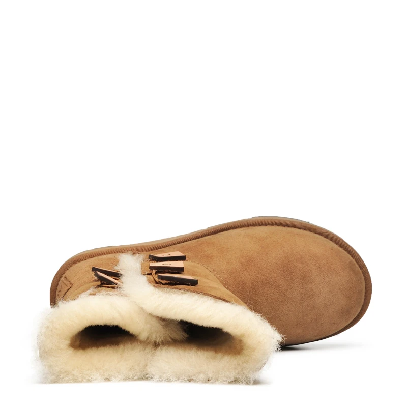 2018 AUMU Australia Fur Flat Round Toe Rubber Soles Button Winter Snow Boots N387 | Обувь