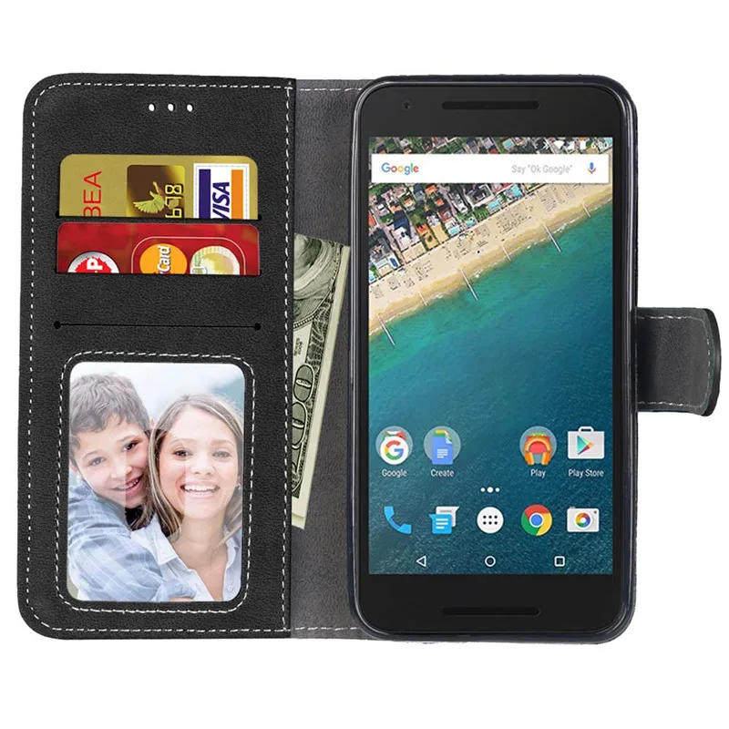 Для LG Nexus 5X чехол Ретро кошелек Обложка на заднюю панель из искусственной кожи для