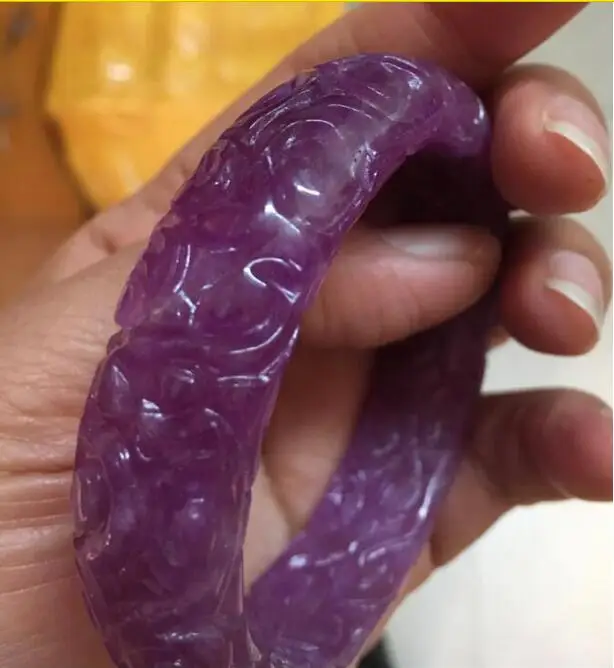 Винтажный Китайский фиолетовый браслет JADEITE JADE ручной работы 62 мм Прямая