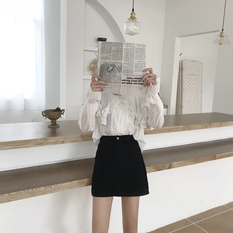 Женские юбки, тонкие, Ulzzang, простые, летние, с карманами, женская одежда, женская, подходит ко всему, трапециевидная, Студенческая, дышащая, джинсовая юбка, верхняя одежда