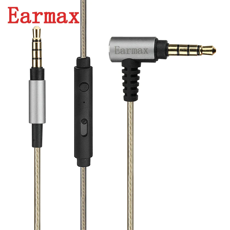 Earmax 3 5 мм Улучшенный кабель для наушников 1 2 м OFC Серебряный провод с обшивкой Aux