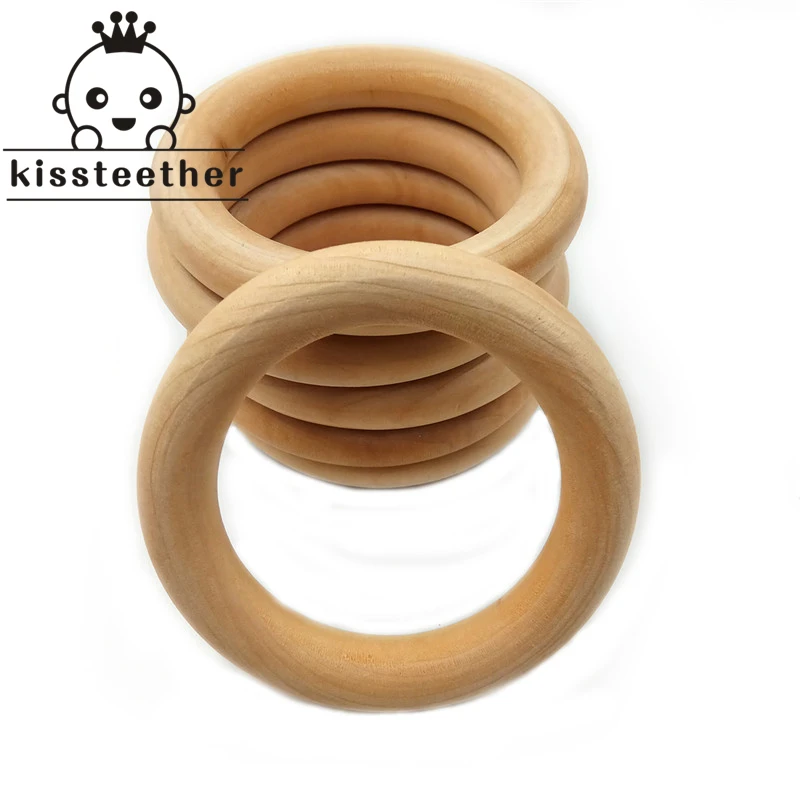 20pcs Wooden Teething Ring Baby Teether 25-98mm DIY Nursing Materials Accessories Necklace Making Tiny Rod Ring