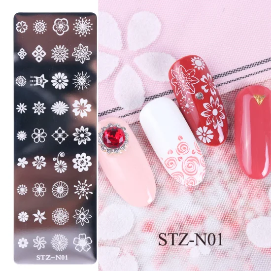 STZ-N01 1 шт. 12x4 см штамповочные пластины для ногтей лист Цветы бабочка кошка дизайн ногтей штамп шаблоны трафареты дизайн лак маникюрный TRSTZN01-12 - Цвет: STZ-N01
