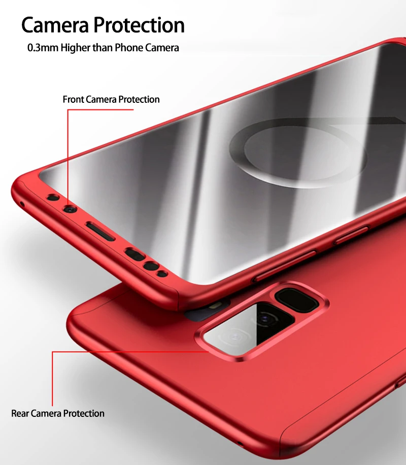 Полное покрытие для Samsung Galaxy S9 Plus чехол 360 градусов Защитный пластиковый +
