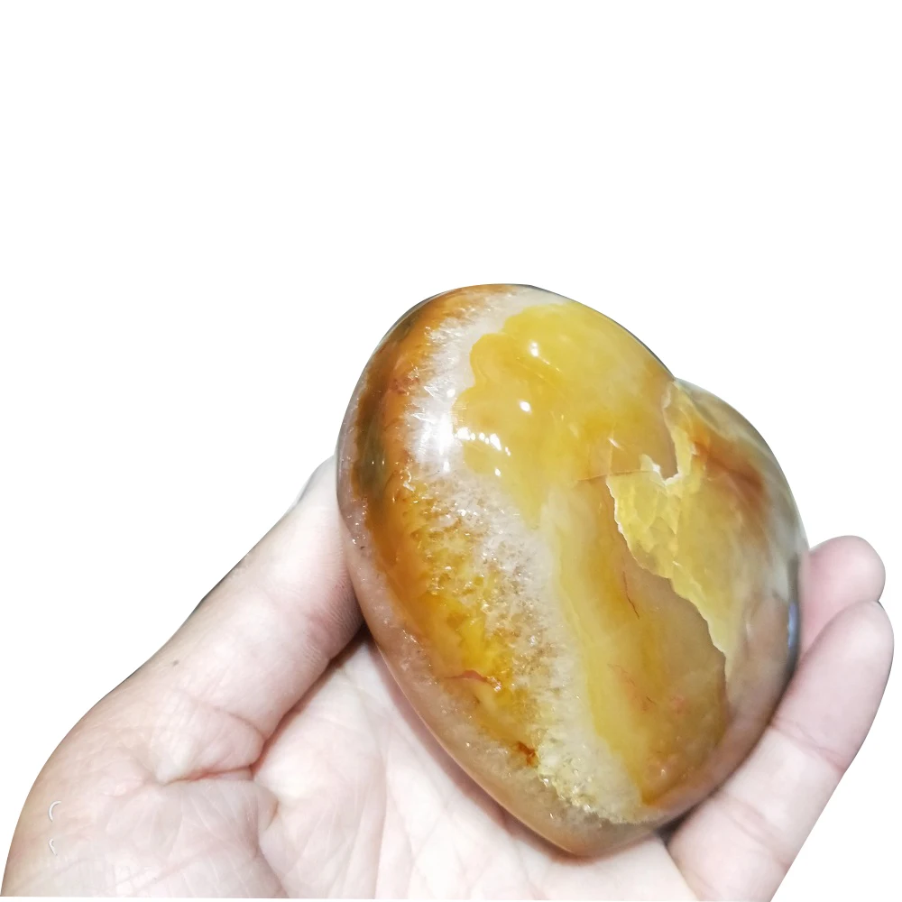 

Natural Hand Carved Yellow Agate Crystal Heart Crystal Crafts Reiki Healing Crystals You will Receive The Same As The Picture