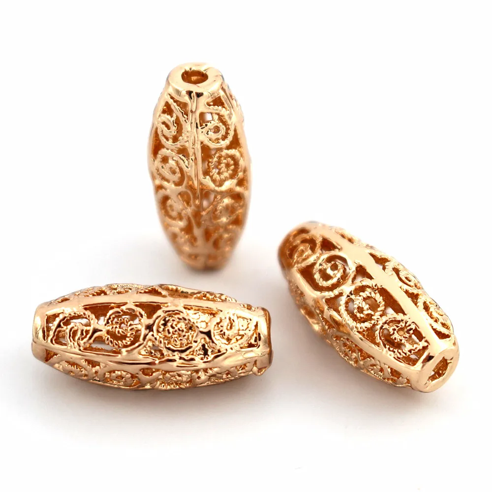 

African Spacer Beads Hollow Long Drum Connectors Beading Findings DIY for Arab Dubai Gold Nigerian Men Women Wedding Jewelry Set