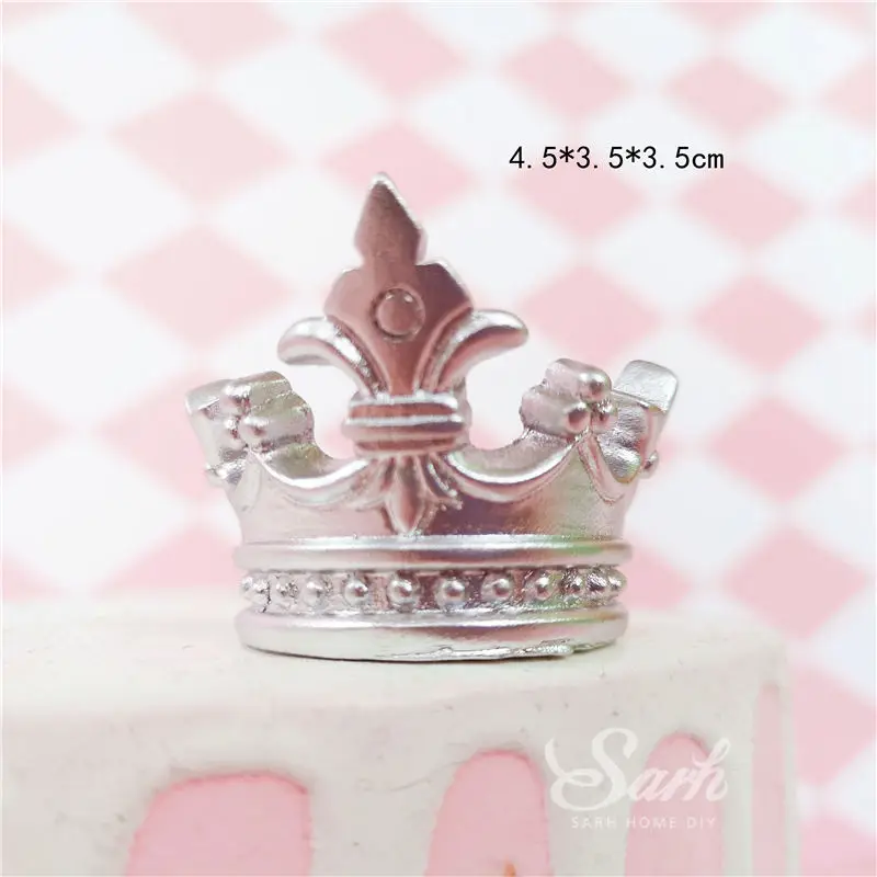 Mini silver crown Bling King Queen Cake Topper Fairy Hand Writing Letter Decoration Happy Birthday for Valentine's Day Party Supplies Sweet Gifts - Цвет: Mini silver crown