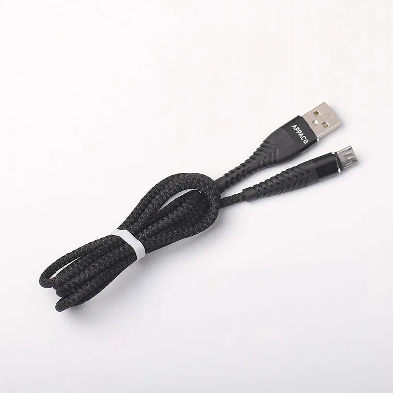 Черный APPACS Micro USB кабель для Xiaomi Note 5 Pro 4X4 зарядный кабель для samsung huawei USB зарядное устройство для телефона зарядный плетеный кабель для передачи данных - Цвет: Черный
