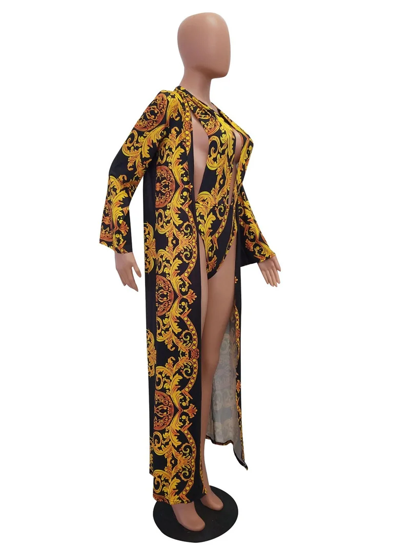 Женский слитный купальник 2020 с принтом Монокини в богемном стиле накидкой