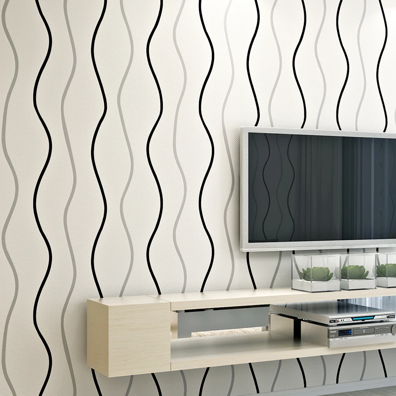 3D Волнистые полосатые нетканые обои для гостиной ТВ|flocking wallpaper|wallpapers for living roompapel de