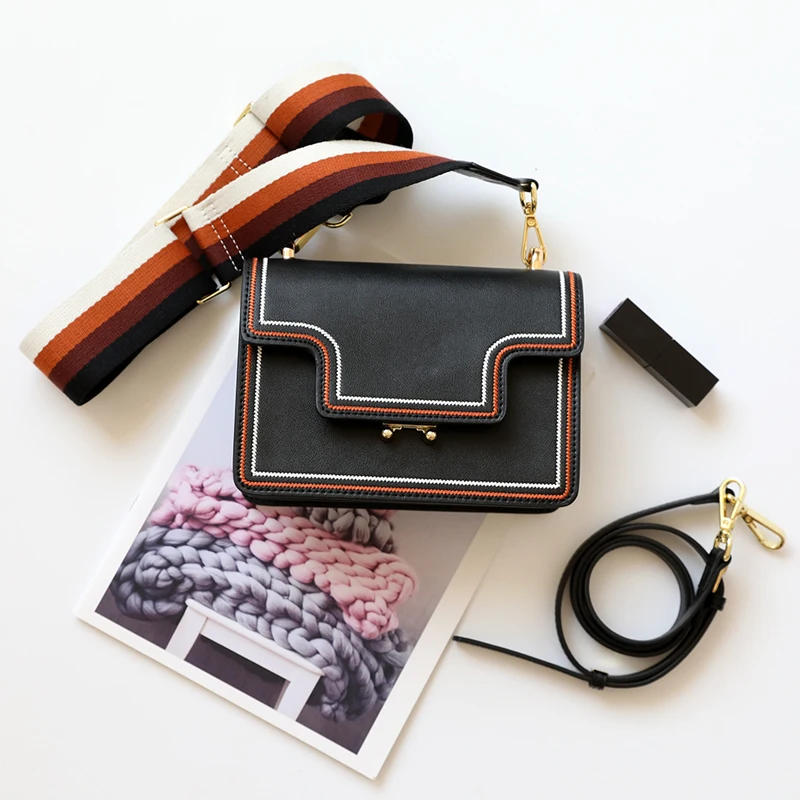 Повседневная сумка на плечо с широким ремнем женская из натуральной кожи для