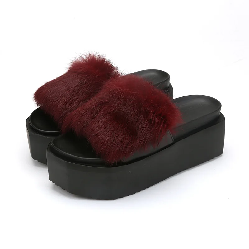 Обувь на высоком каблуке Зимние теплые милые домашние Шлёпанцы для женщин