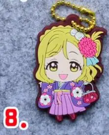 8 1 шт. аниме love live LoveLive Sunshine Aqours праздничный халат девушка Aozora Резиновые Кольца Подвески Брелок Llaveros - Цвет: 8