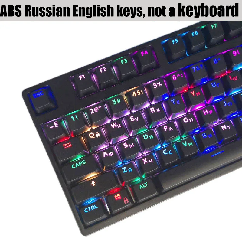 Русский/PBT английский Languag ключ крышка s Различные цвета выбор для Cherry MX механическая клавиатура Клавишные переключатели 104 клавиш - Цвет: ABS black Russian