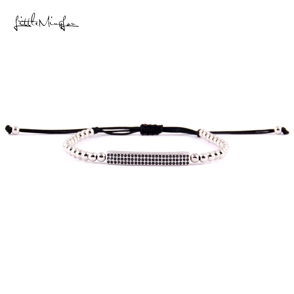 WML Роскошные CZ черные циркониевые Длинные трубки и 4 мм медные бусины макраме