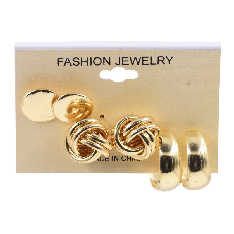 3 Pair/Sets модные сплав круглой формы серьги роскошные золотые Цвет шарик микс