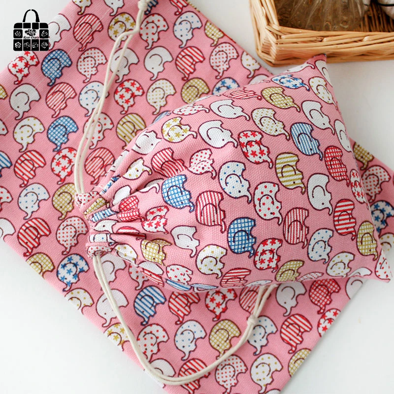 Сумка-Пыльник из 100% хлопка с принтом розового слона дорожная сумка для хранения