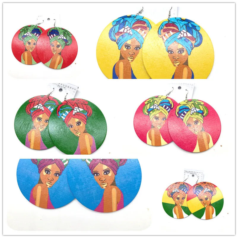 Новейшие женские деревянные серьги афро волос|Серьги-подвески| |