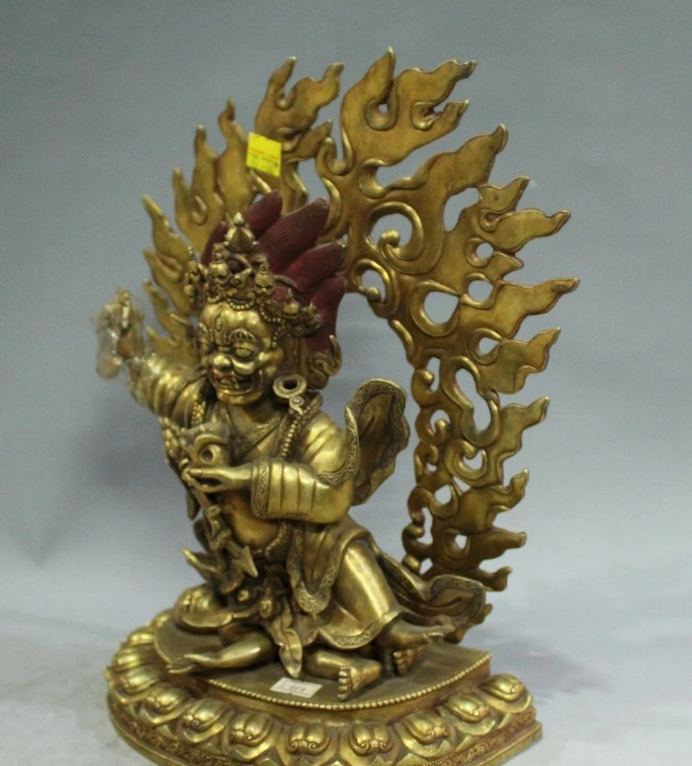 13 дюймов тибетский буддистский храм бронза золото 24 карата Ваджрапани Статуэтка