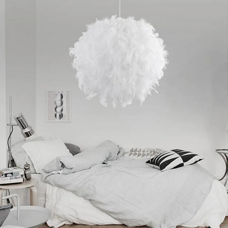 Современная декоративная простая люстра в виде шара с перьями E27 220 В