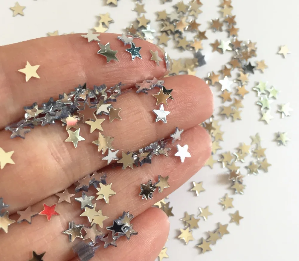 

1000pcs 5 mm Wedding Table Scatters Foil Confetti Stars Holographic - Silver