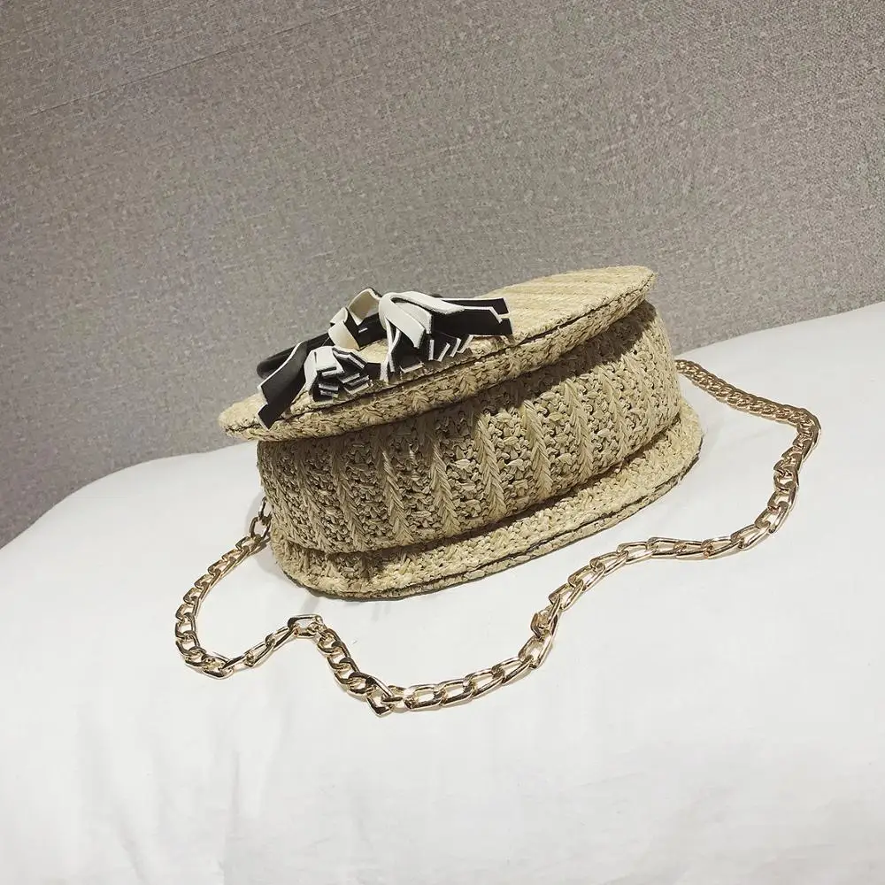 2019 Женская винтажная круглая плетеная соломенная тканая сумка из ротанга сумки