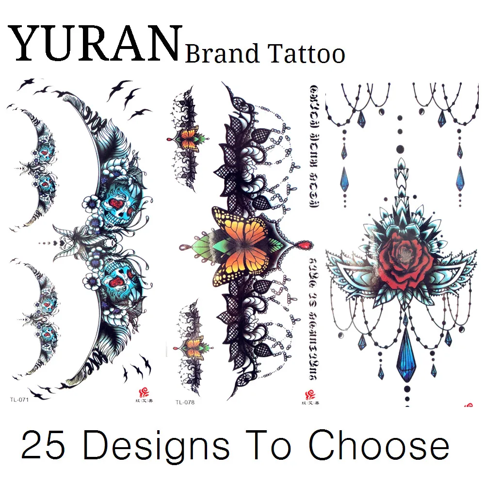 

Tribal Sexy Tattoo Sticker Butterfly Lace Fake Waterproof Temporary Tattoo Pendant Women Girl Neck Chest Water Drops Party Tatoo