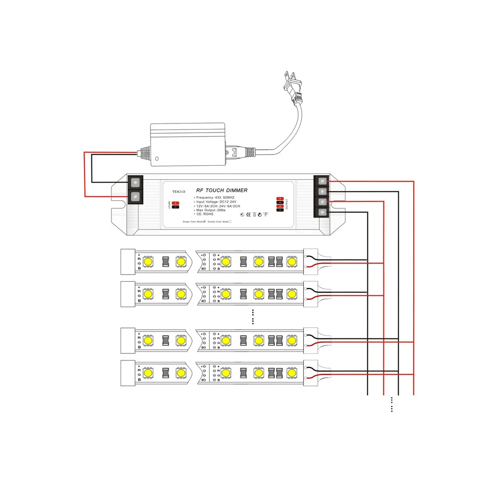 RF LED Touch диммер постоянного тока 12 24V Max 288W 6A беспроводной пульт дистанционного