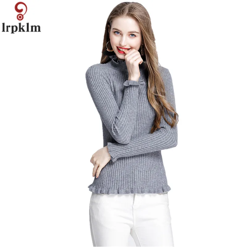 Женские свитера на зиму 2018 модный однотонный Водолазка Элегантный цветочный