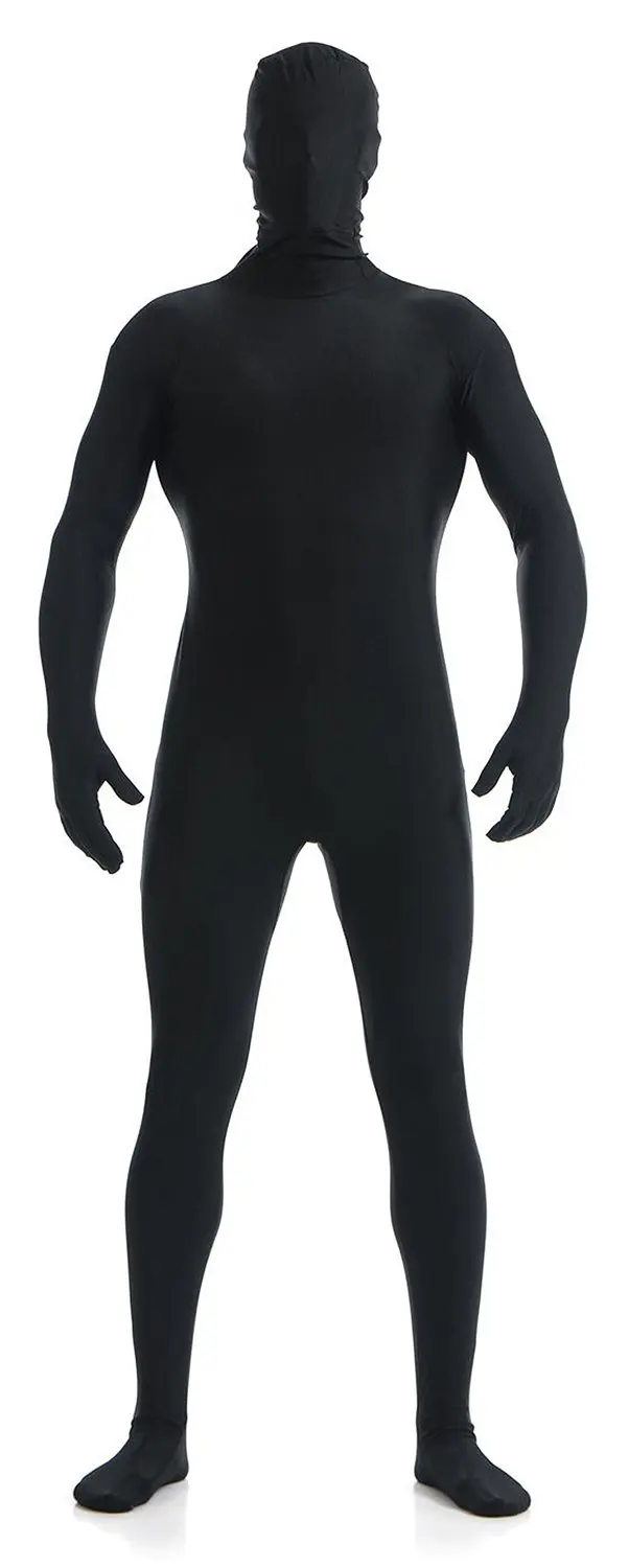 

LZCMsoft Mens Hood Second Skin Tight Spandex Suit Kid Black Lycra Bodysuits Zentai Suits Haloween Party Cosplay Costume Catsuits