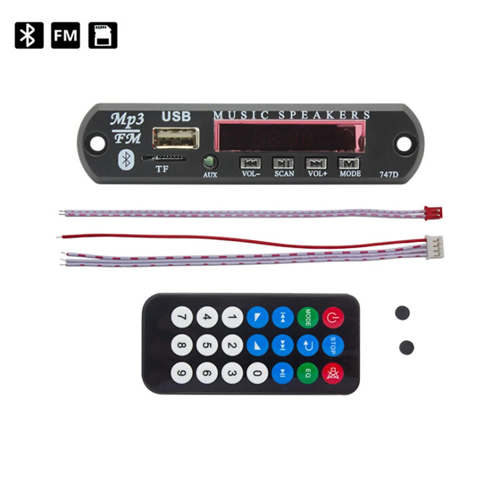 Автомобильный Bluetooth MP3 WMA FM AUX декодер 12 В постоянного тока плата аудио модуль TF SD
