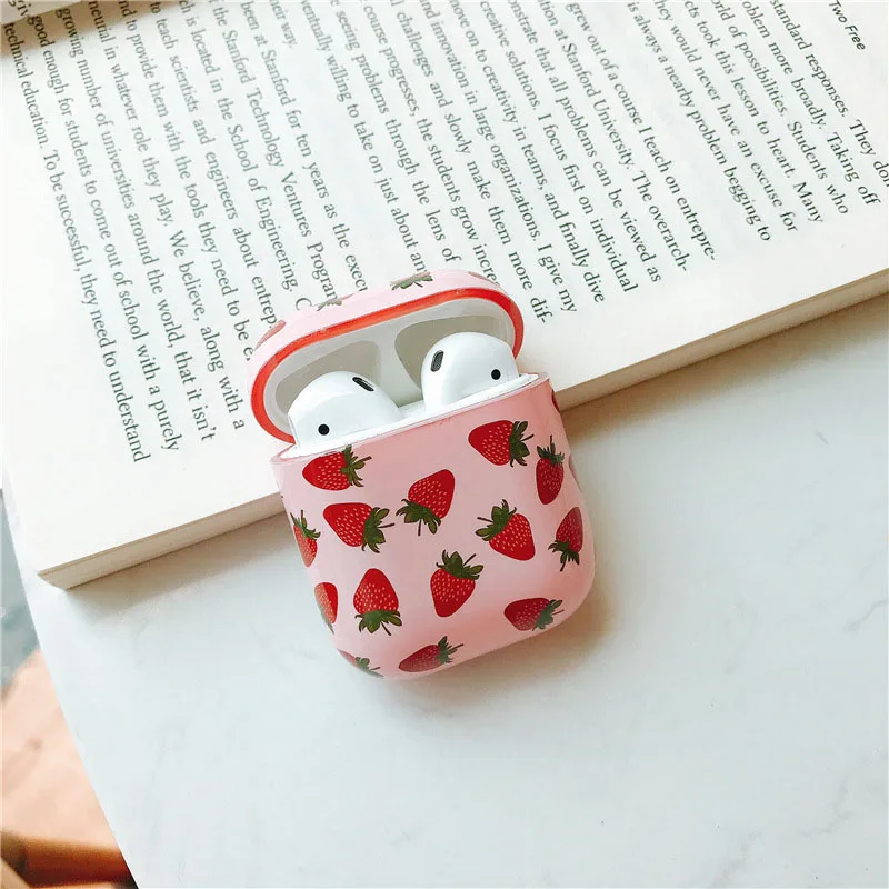 Для AirPods чехол фрукты Клубника жесткий пластик беспроводной Bluetooth кожухи