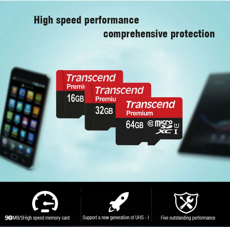 Transcend слот для карт памяти 32 Гб Class10 MicroSD 64 Гб 128 Гб Micro SD карт SDXC до 90 МБ/с. UHS-1 TF карты памяти на 16 Гб