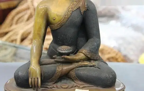 

Free shipping S00152 12 Tibet Buddhism Temple Purple Copper Bronze Sakyamuni Tathagata Buddha Statue