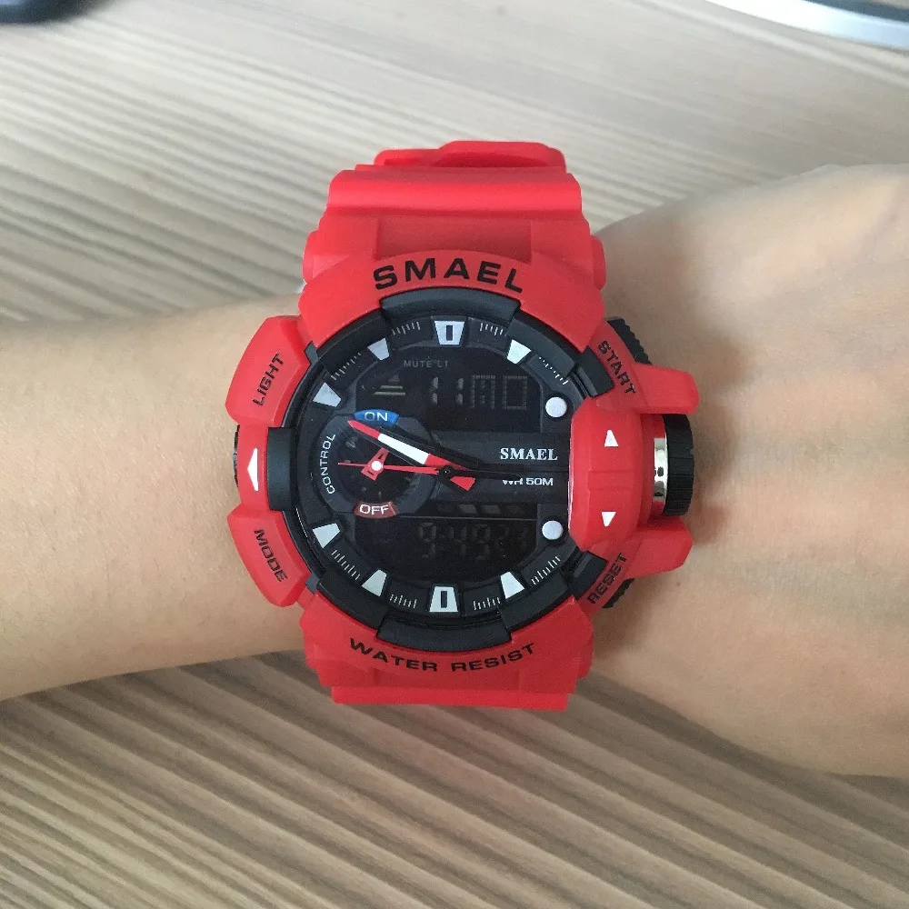 Цифровые часы SMAEL многофункциональные мужские с двойным дисплеем спортивные