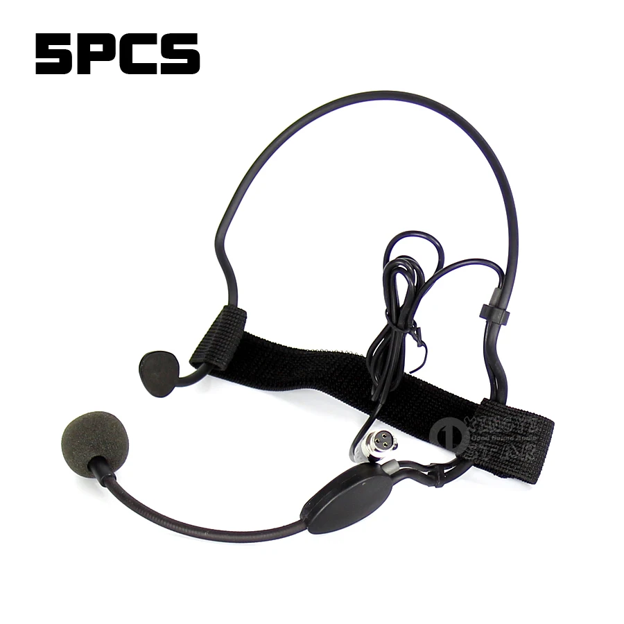 

5PCS Mini XLR 3 Pin TA3F Headband Headset Microphone Professional Condenser Mic Mike For SAMSON UHF Wireless System Transmitter