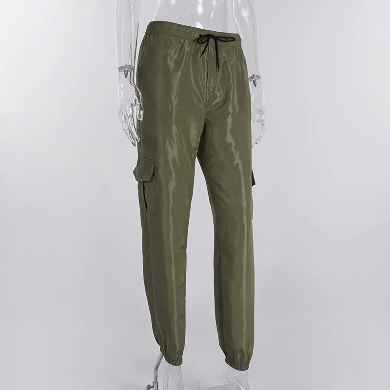 Женские штаны карго с высокой талией Ursohot повседневные длинные брюки армейского