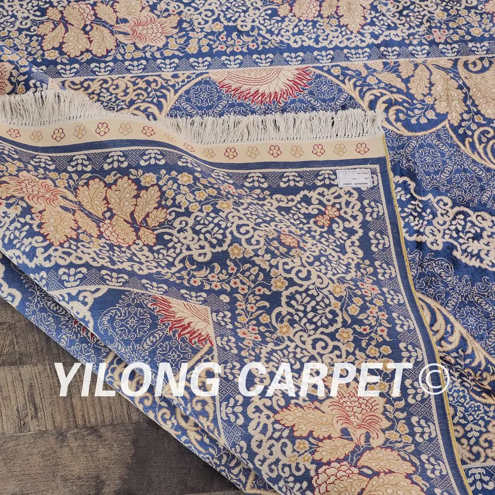 Yilong 6 'x 9' Турецкий Дизайн Ковер Ручной работы синий шелк восточные красивые
