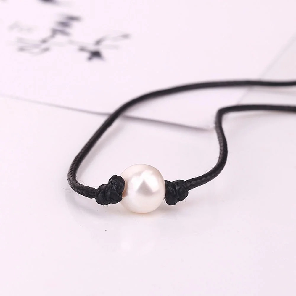 Fashion Women Pearl Necklace Pu leather Pendant Cord Choker Jewelry | Украшения и аксессуары