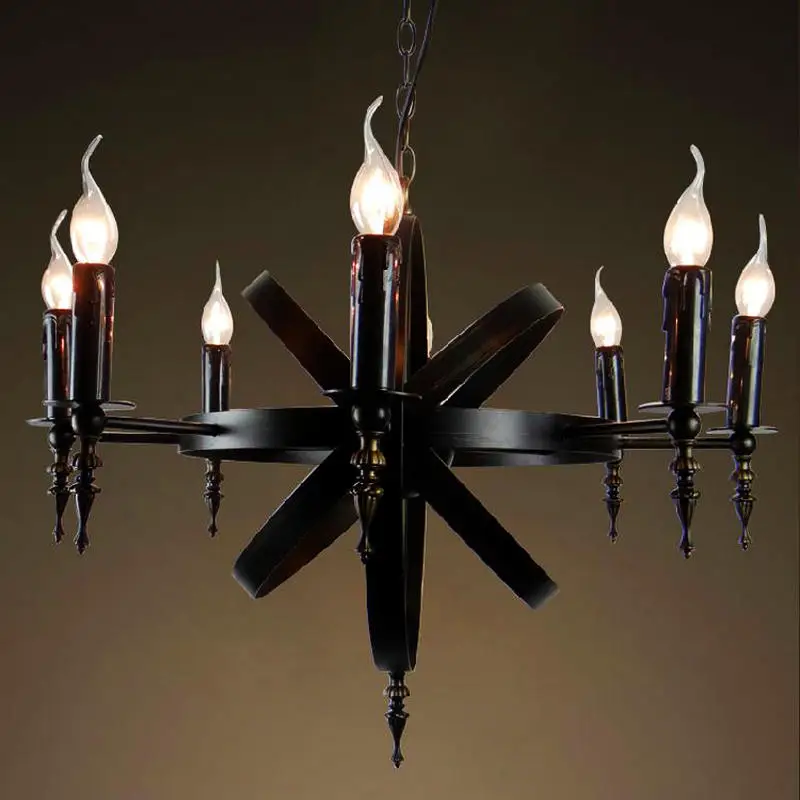 Кованые искусство черный цвет старинные кулон люстра украшение дома свет