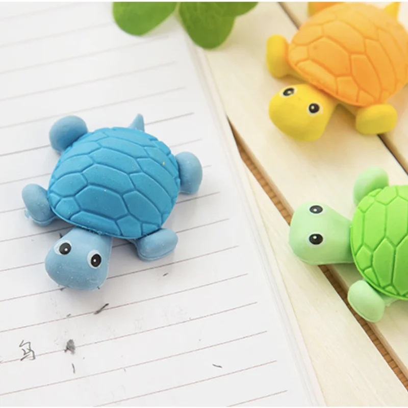 3 шт. Kawaii 3D ластик в виде черепахи мини цветной карандаш резиновый мультфильм