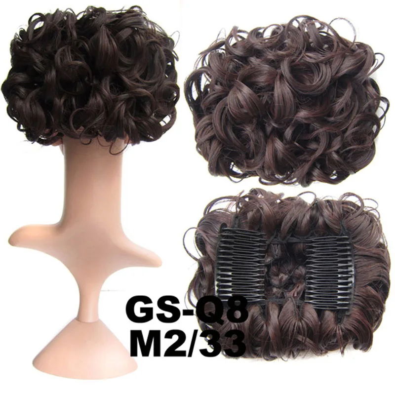 2M33 Jeedou Chignon синтетические волосы клип в волосы Updos смесь оттенков серого цвета 100 г натуральные волосы накладной пучок для волос вьющиеся шиньоны - Цвет: 2M33