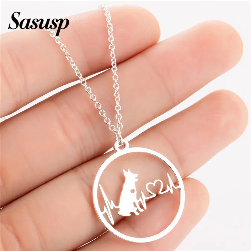 Женское колье с сердечком Sasusp немецкая подвеска овчарка
