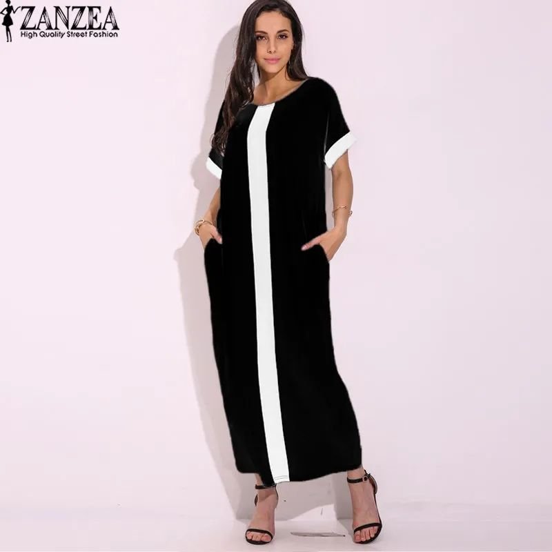 Vestido 2019 ZANZEA для женщин Повседневное летние более размеры d Плюс сращивания панель