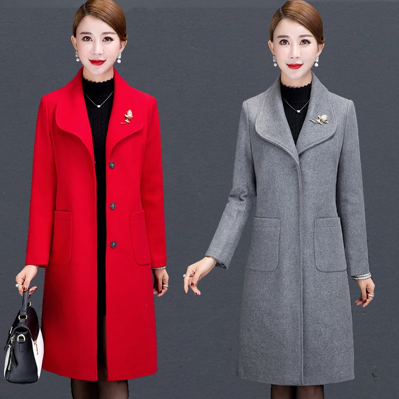 Новые осенние и зимние шерстяные пальто 2019 женские длинные плюс хлопок