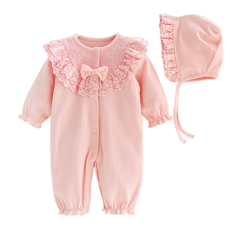 Для маленьких девочек Одежда для новорожденных Bebe хлопок кружевные цветы